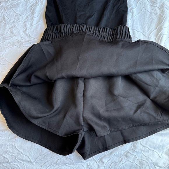 Black Sleeveless Tank Dress with Elastic Waist Skort Detail Athletic - Picture 5 of 7